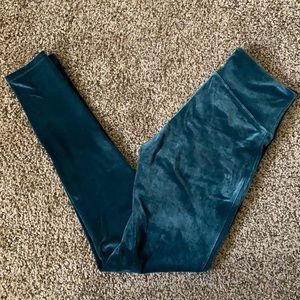 Spanx green velvet leggings